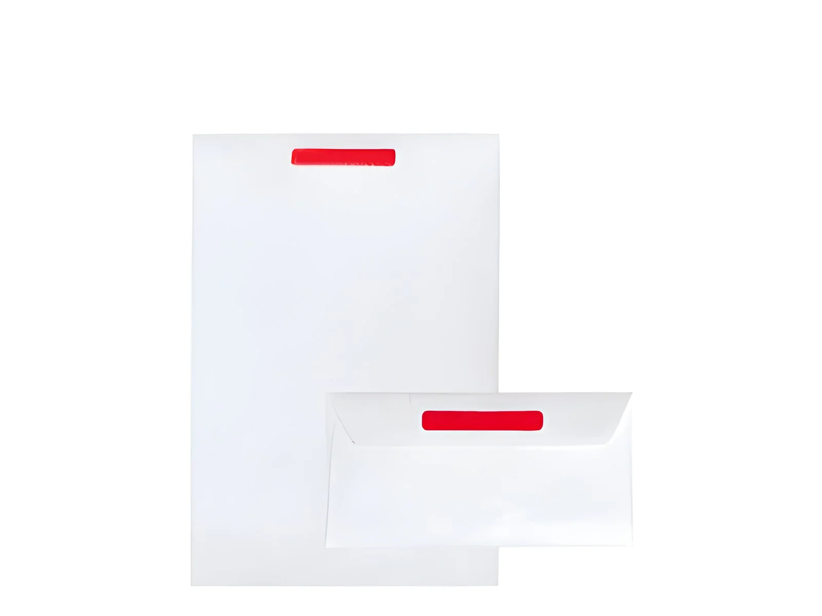 Deux enveloppes Tyvek blanches à bande de fermeture rouge