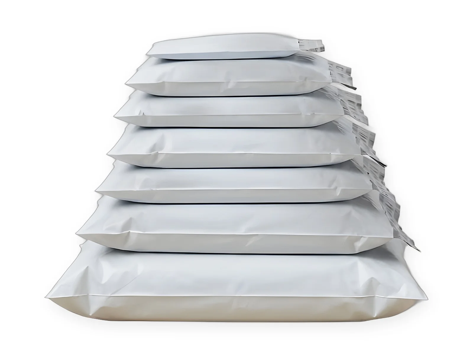 Pile de pochettes plastique blanches de tailles croissantes